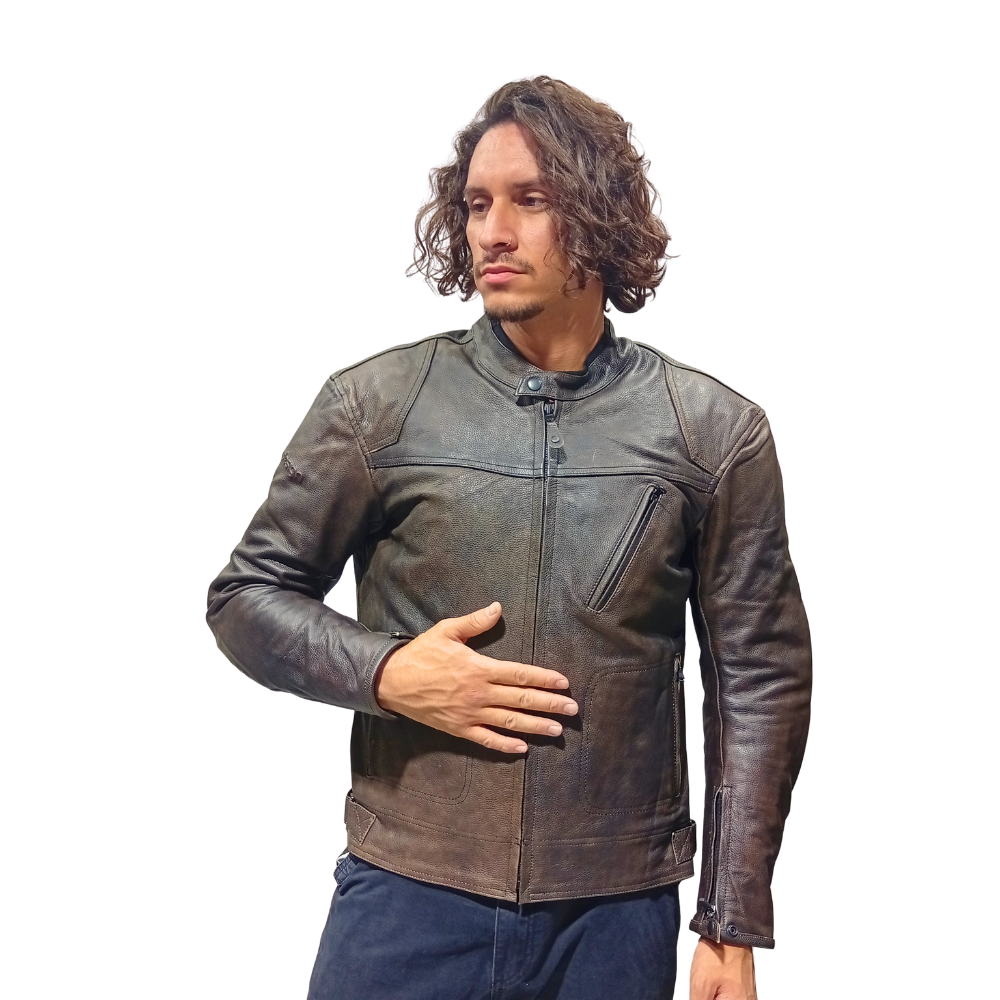 Chaqueta Motorista Cuero Gable Brown