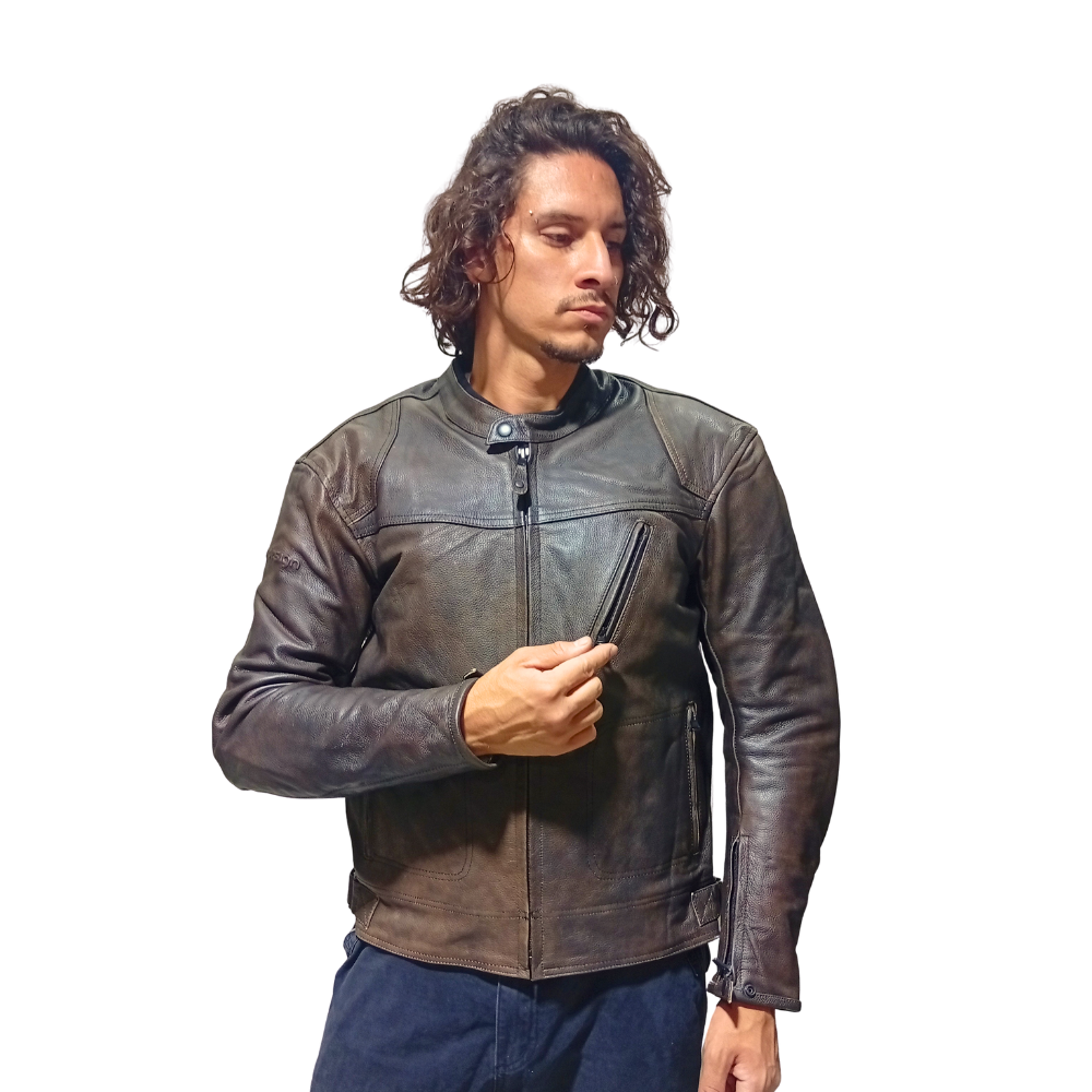 Chaqueta Motorista Cuero Gable Brown