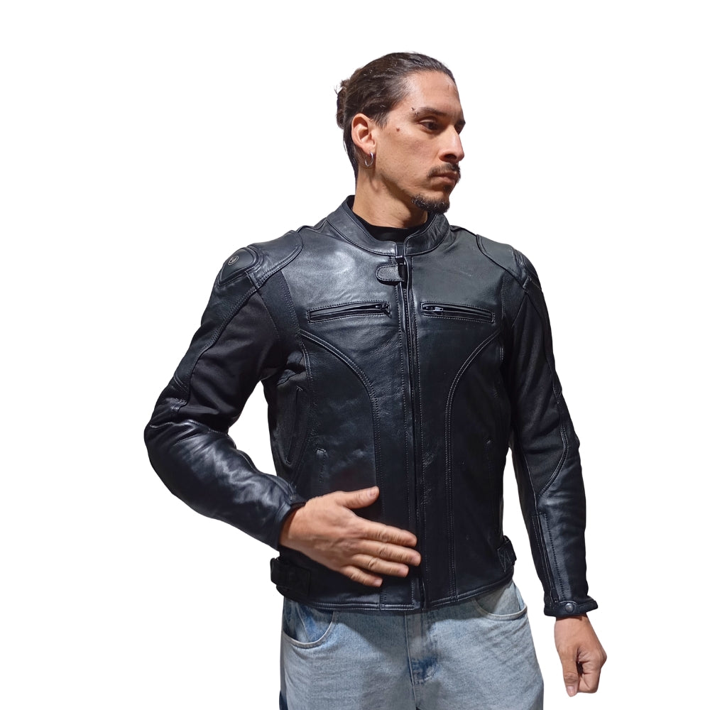 Chaqueta Moto Cuero Mercurio con Joroba Hump