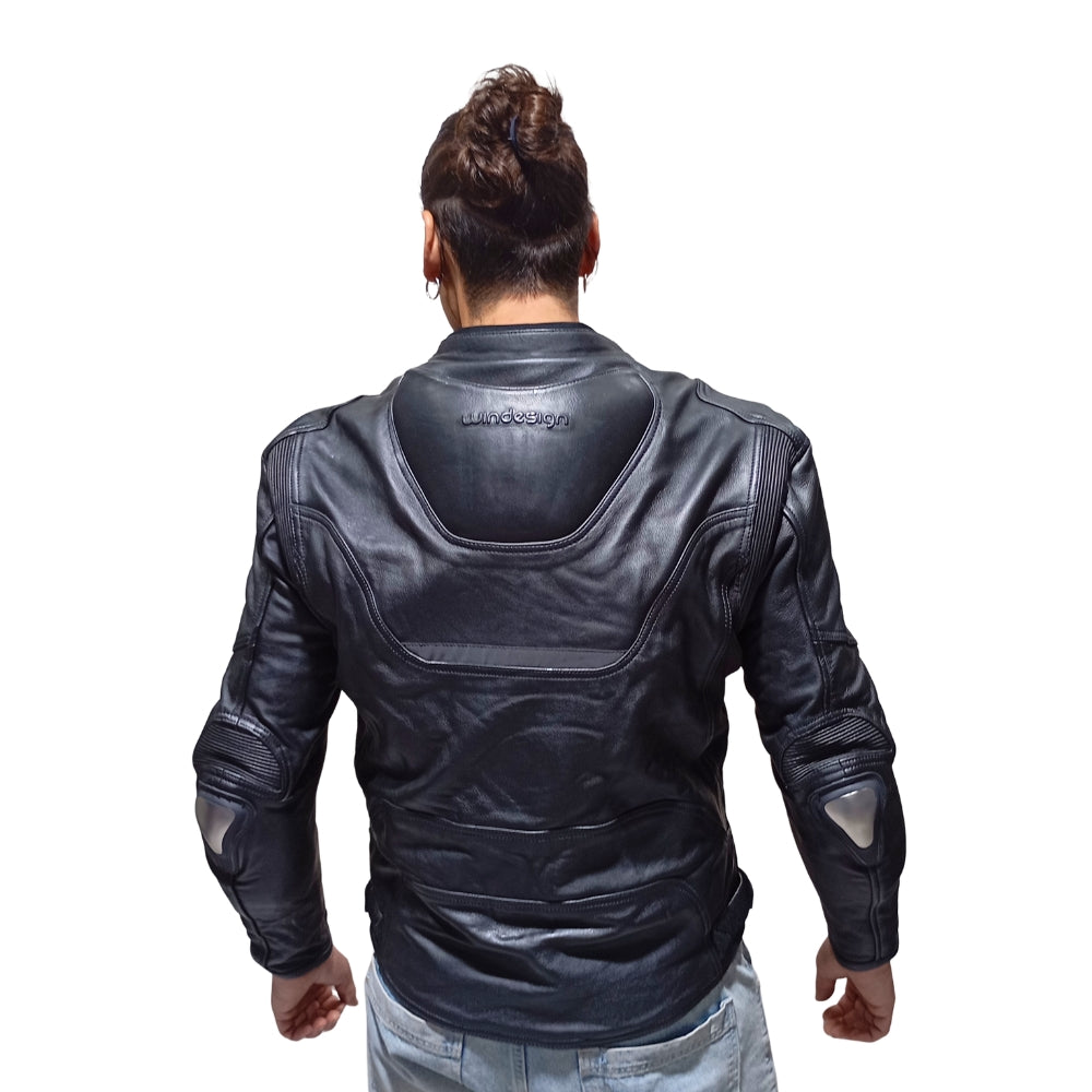 Chaqueta Moto Cuero Mercurio con Joroba Hump