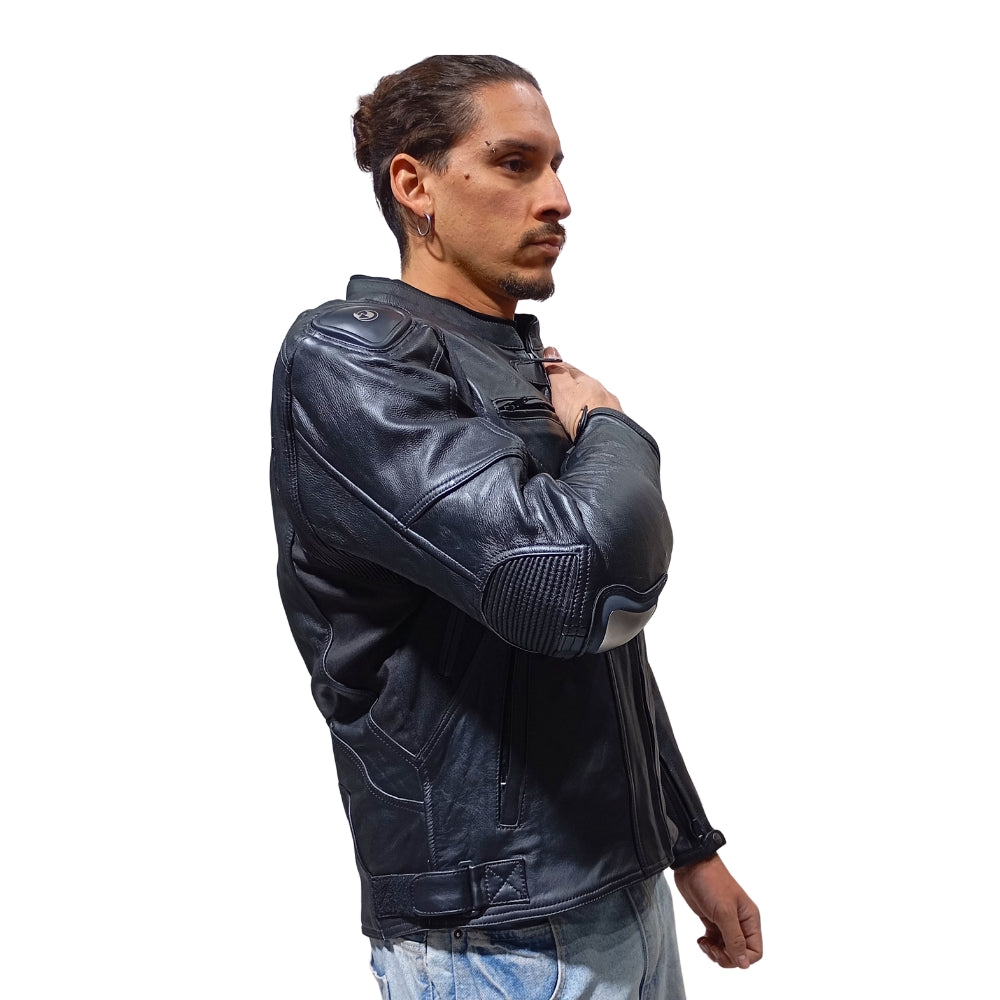Chaqueta Moto Cuero Mercurio con Joroba Hump