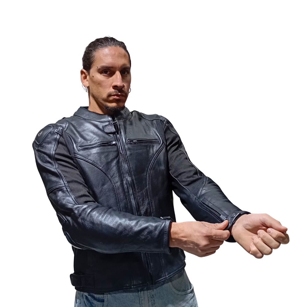 Chaqueta Moto Cuero Mercurio con Joroba Hump