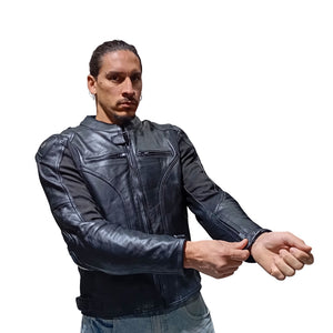 Chaqueta Moto Cuero Mercurio con Joroba Hump