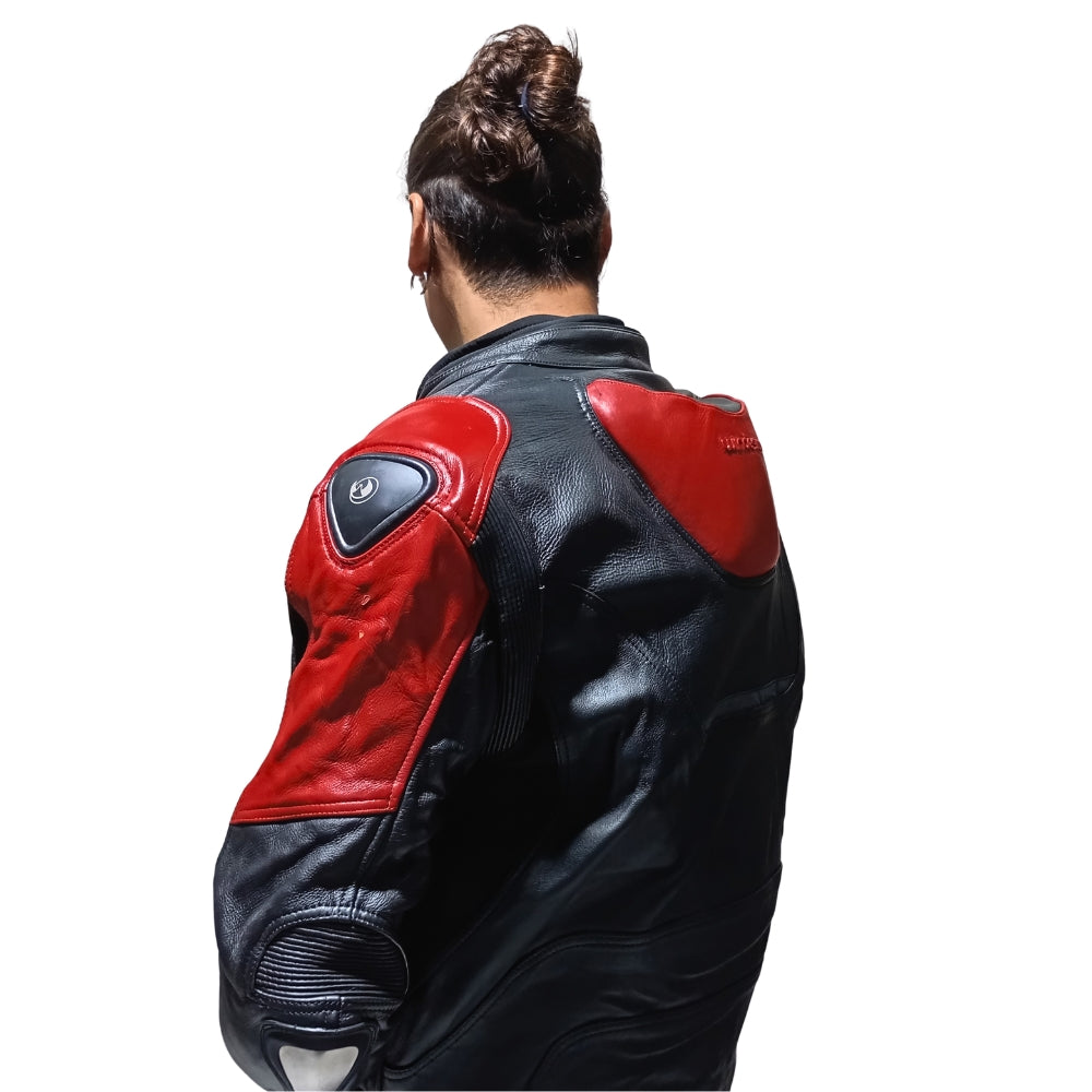 Chaqueta Moto Cuero Mercurio Red con Joroba Hump
