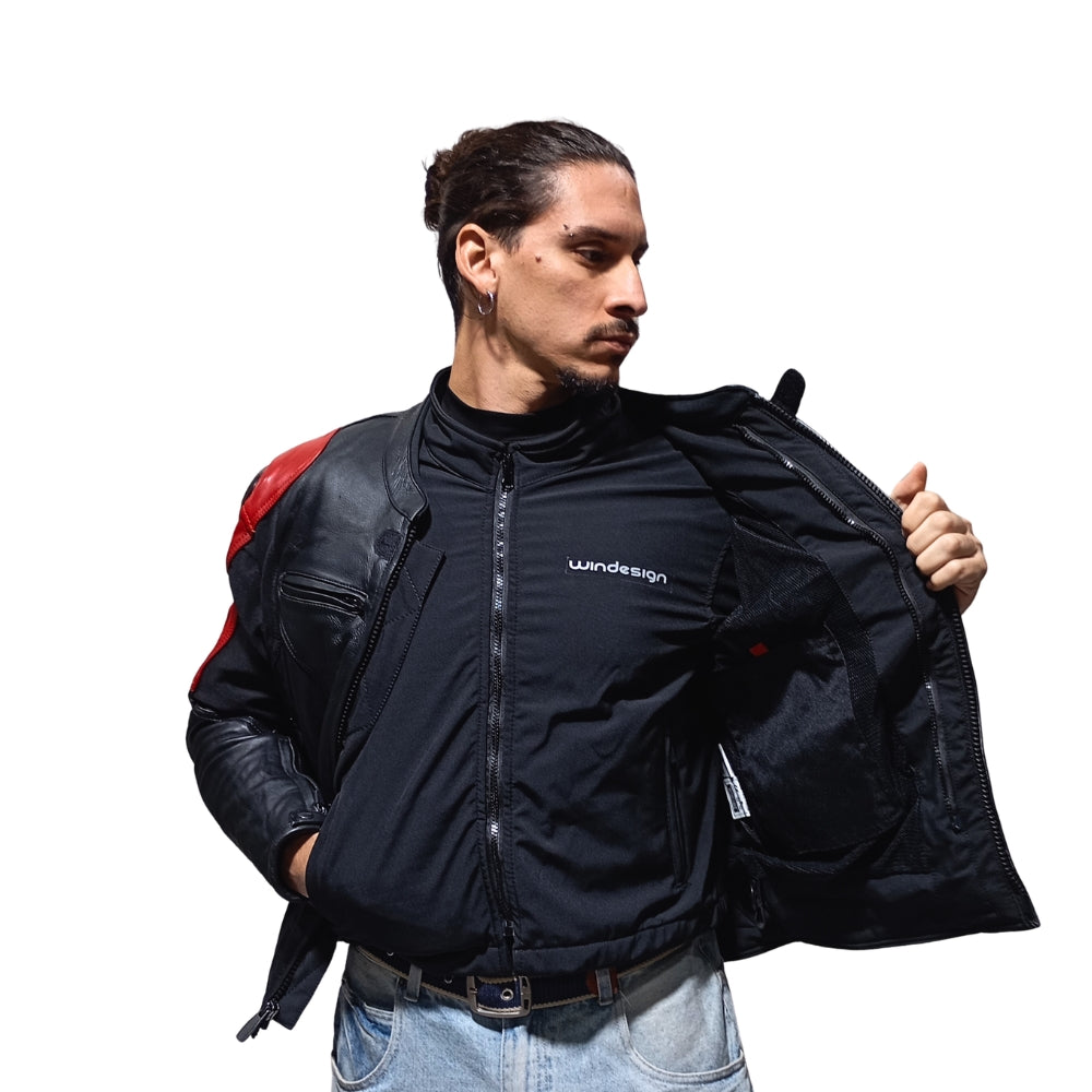 Chaqueta Moto Cuero Mercurio Red con Joroba Hump
