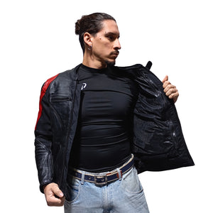Chaqueta Moto Cuero Mercurio Red con Joroba Hump