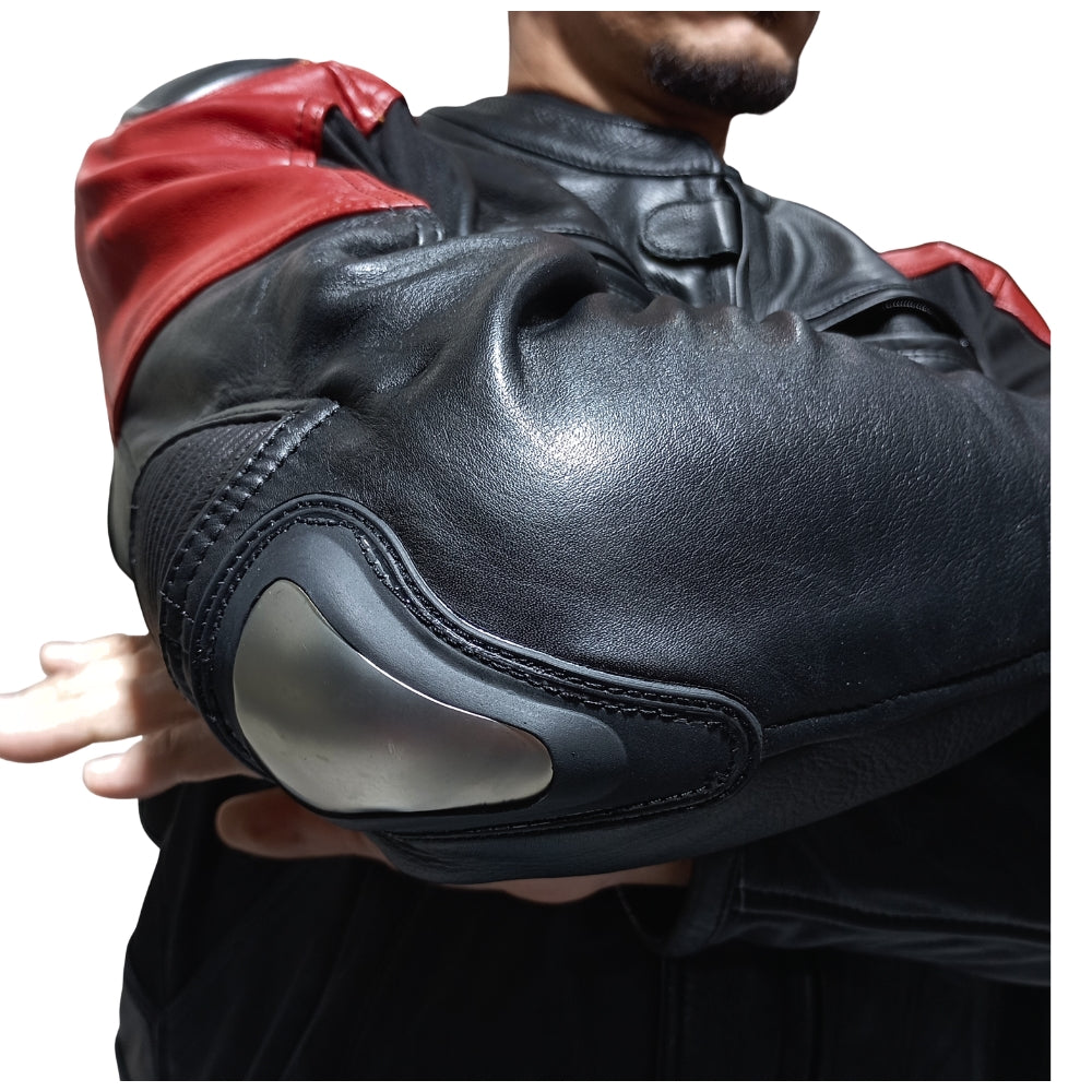 Chaqueta Moto Cuero Mercurio Red con Joroba Hump