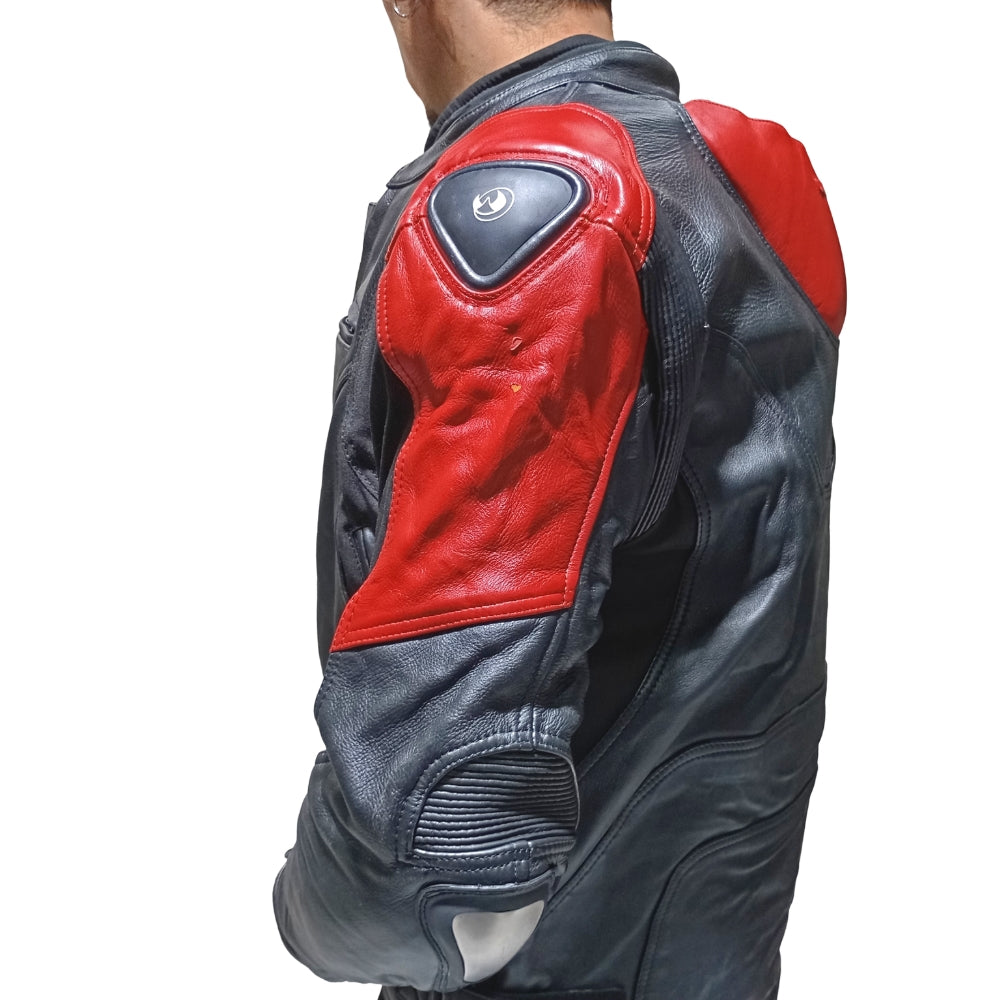 Chaqueta Moto Cuero Mercurio Red con Joroba Hump