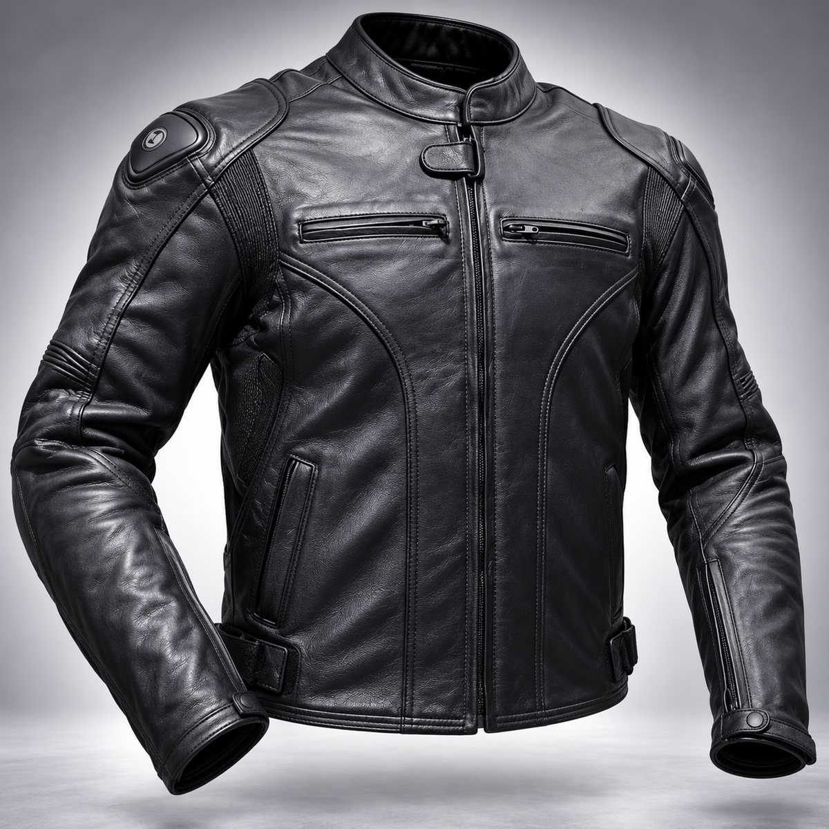 Chaqueta Moto Cuero Mercurio con Joroba Hump